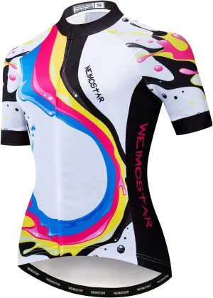 Women's Cycling Jersey, Short Sleeved Bike Shirt Mountain Jersey Comfortable Quick Dry Wear Top