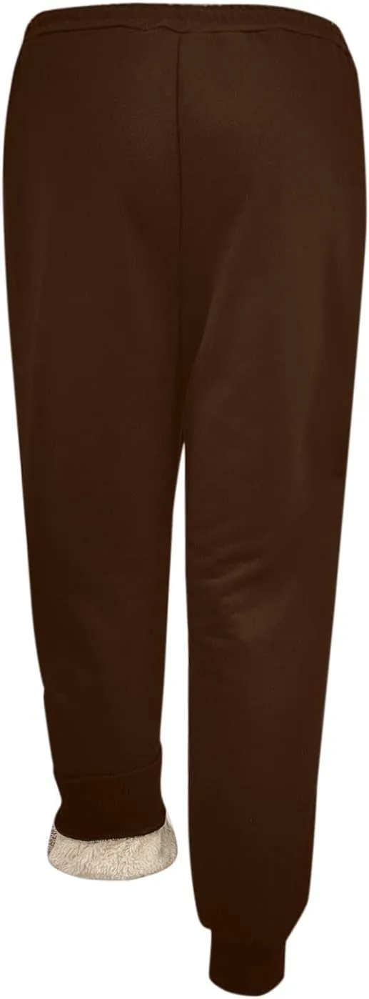 Womens Fleece Sweatpants Elastic High Waist Joggers Pants Active Running Pants Drawstring Baggy Lounge Trousers