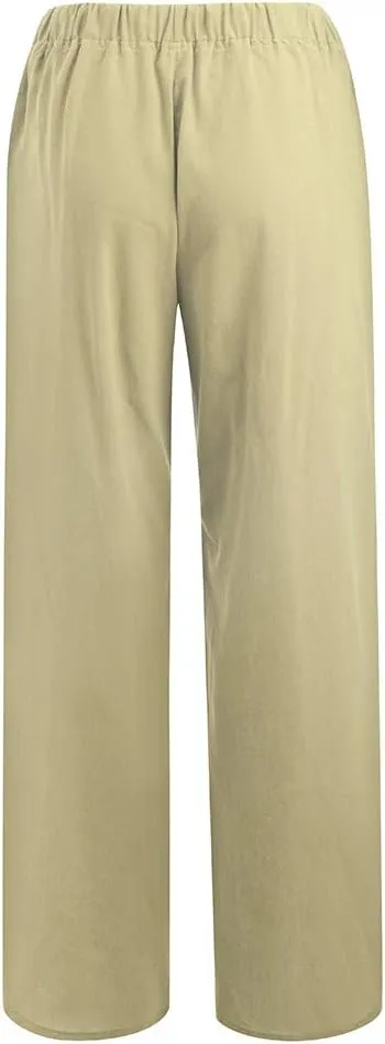 Women's Flowy Wide Leg Pants Winter Flowy Vacation Leggings with Pockets Solid Color Water Resistant