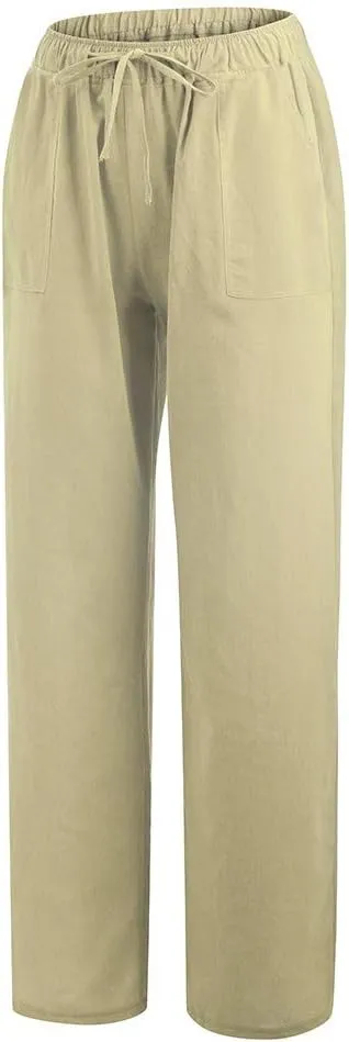 Women's Flowy Wide Leg Pants Winter Flowy Vacation Leggings with Pockets Solid Color Water Resistant
