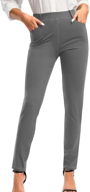 Women's High Waist Work Pants with Pockets Business Casual Dress Pants Stretch Straight Leg Trousers Skinny Slacks