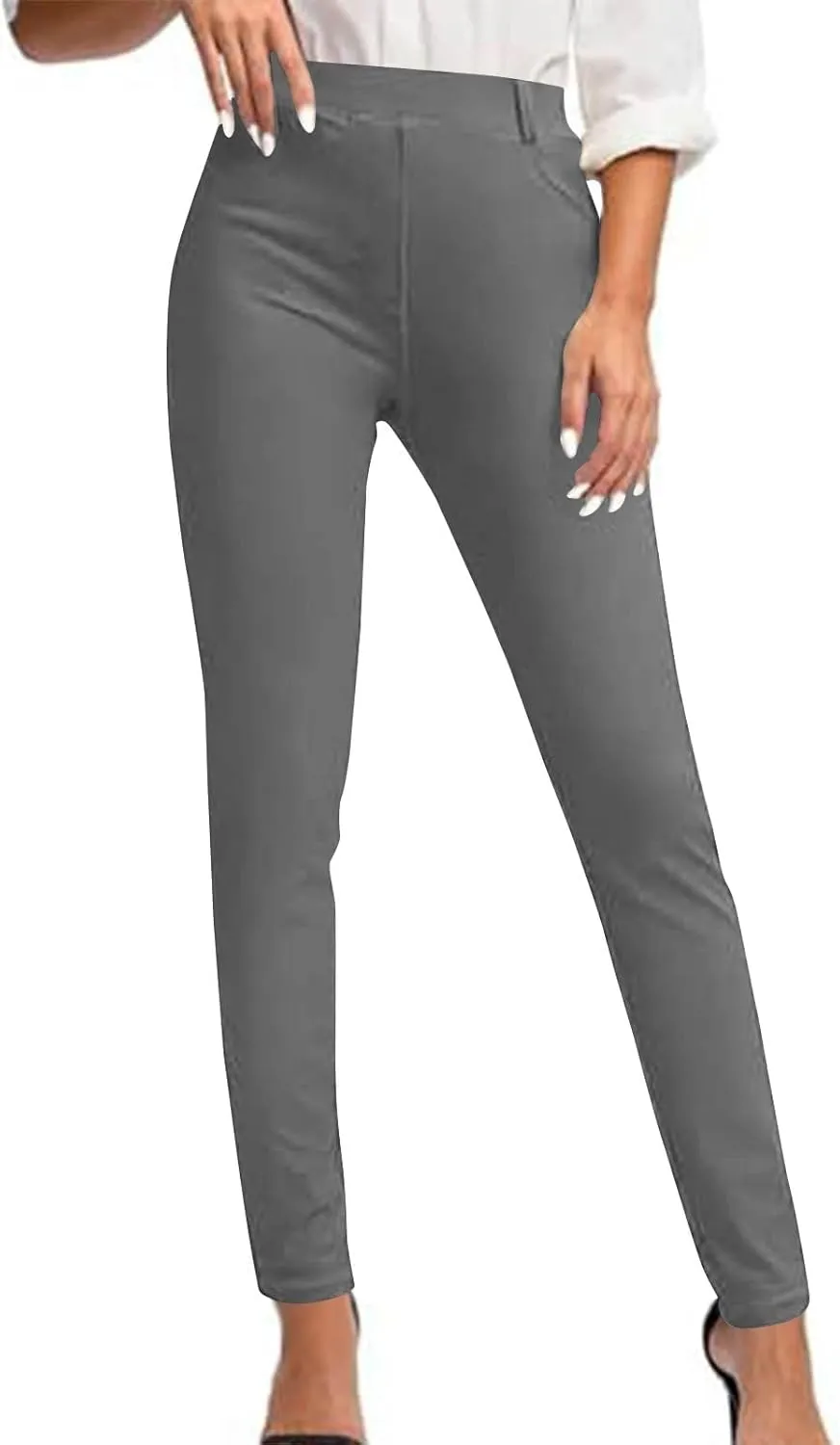 Women's High Waist Work Pants with Pockets Business Casual Dress Pants Stretch Straight Leg Trousers Skinny Slacks
