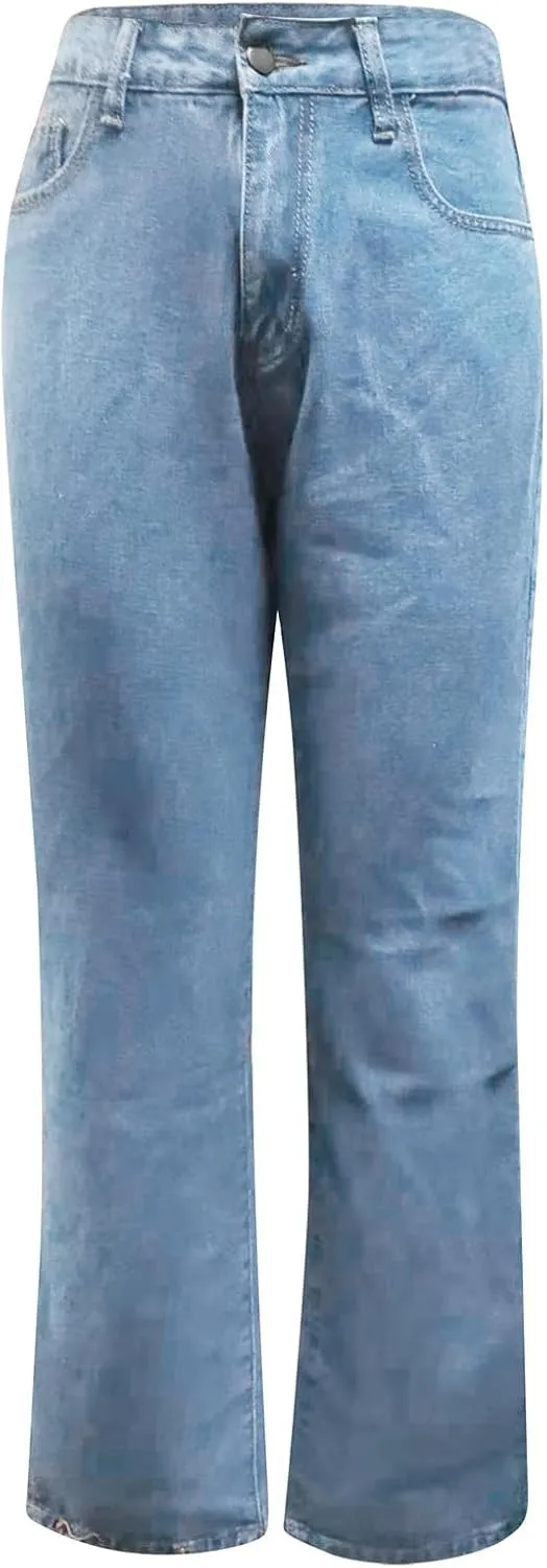 Women's High Waisted Flare Jeans Stretchy Side Split Hem Denim Pants Streetwear Vintage Button Trousers with Pockets