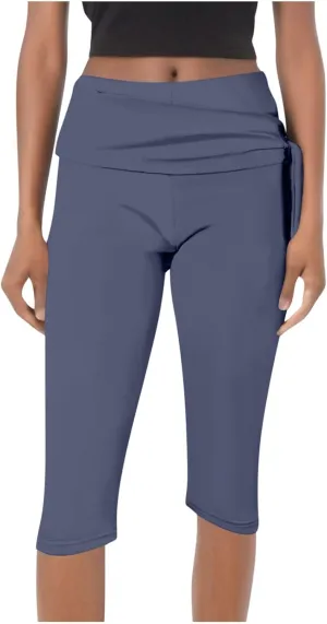 Women's Knee Length Capri Leggings High Waisted Exercise Summer Yoga Workout Capris Pants Casual Cropped Trousers