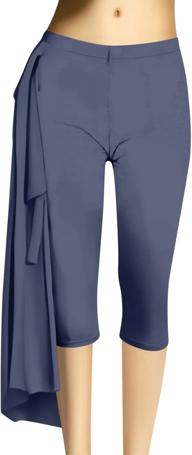 Women's Knee Length Capri Leggings High Waisted Exercise Summer Yoga Workout Capris Pants Casual Cropped Trousers