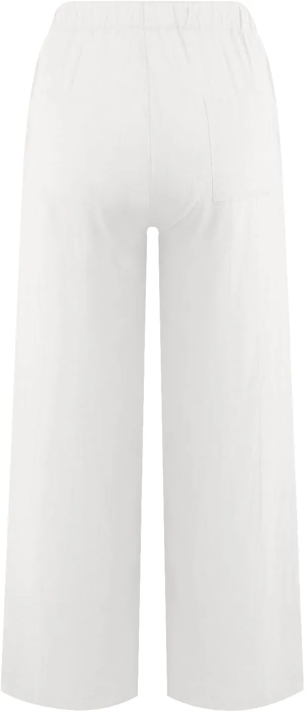 Womens Linen Blend Summer Comfy Pants Elastic Waist Lounge Pants Slim-Fit Palazzo Lounge Pants Vacation
