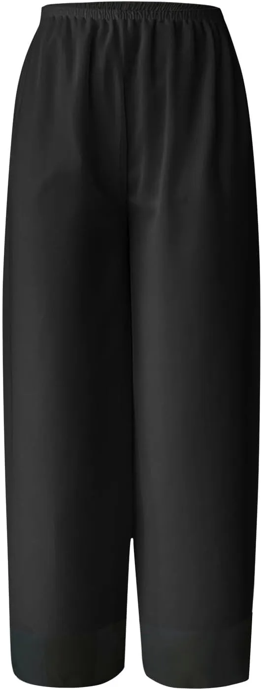 Women's Linen Blend Summer Floral Pants Low Waist Wide Leg Plus Size Pant Trousers Travel