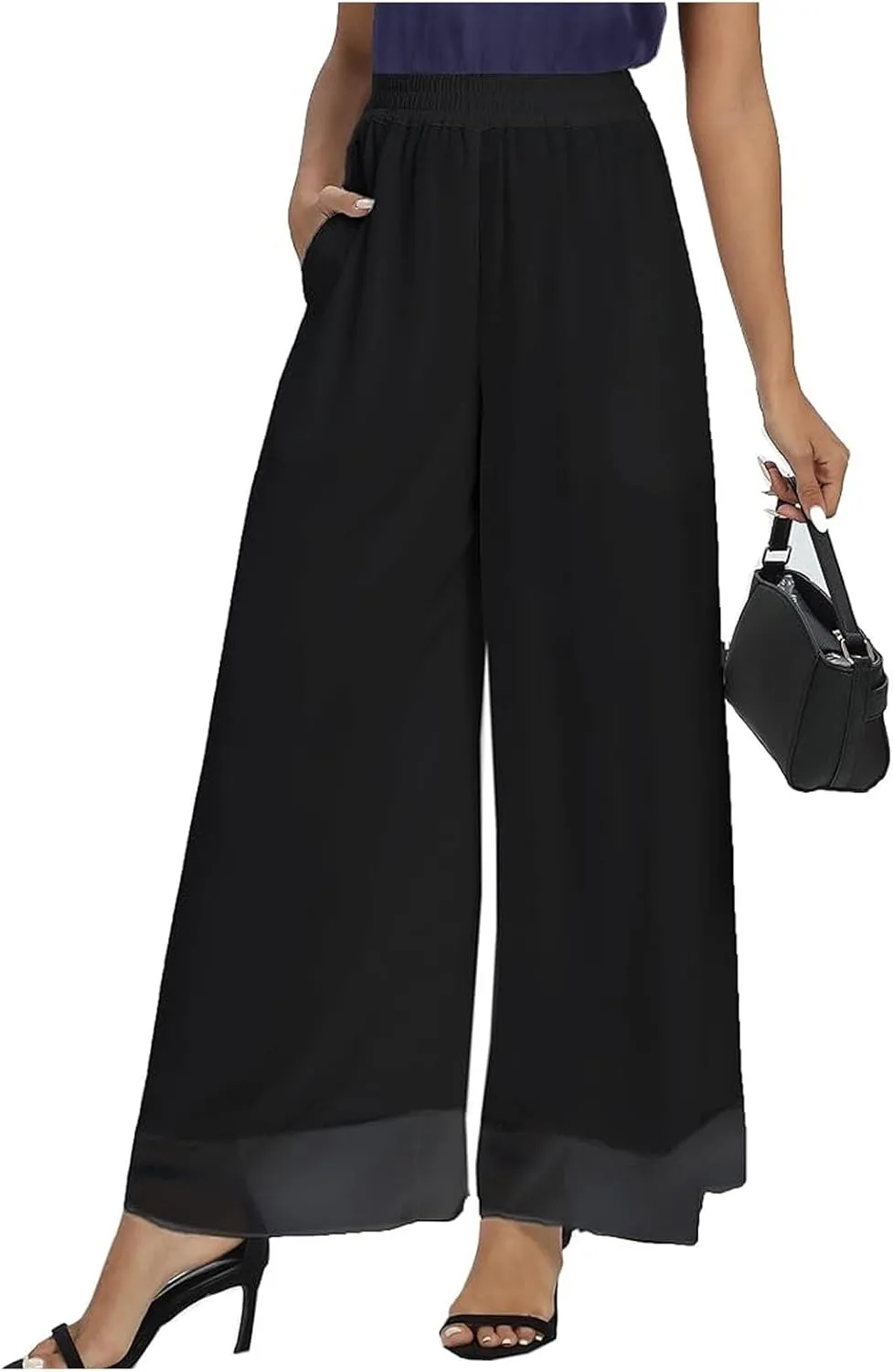 Women's Linen Blend Summer Floral Pants Low Waist Wide Leg Plus Size Pant Trousers Travel