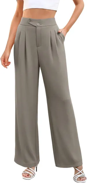Womens Linen Summer Boho Pant Trousers Elastic Waisted Lounge Pants Plus Size Palazzo Lounge Pants Travel