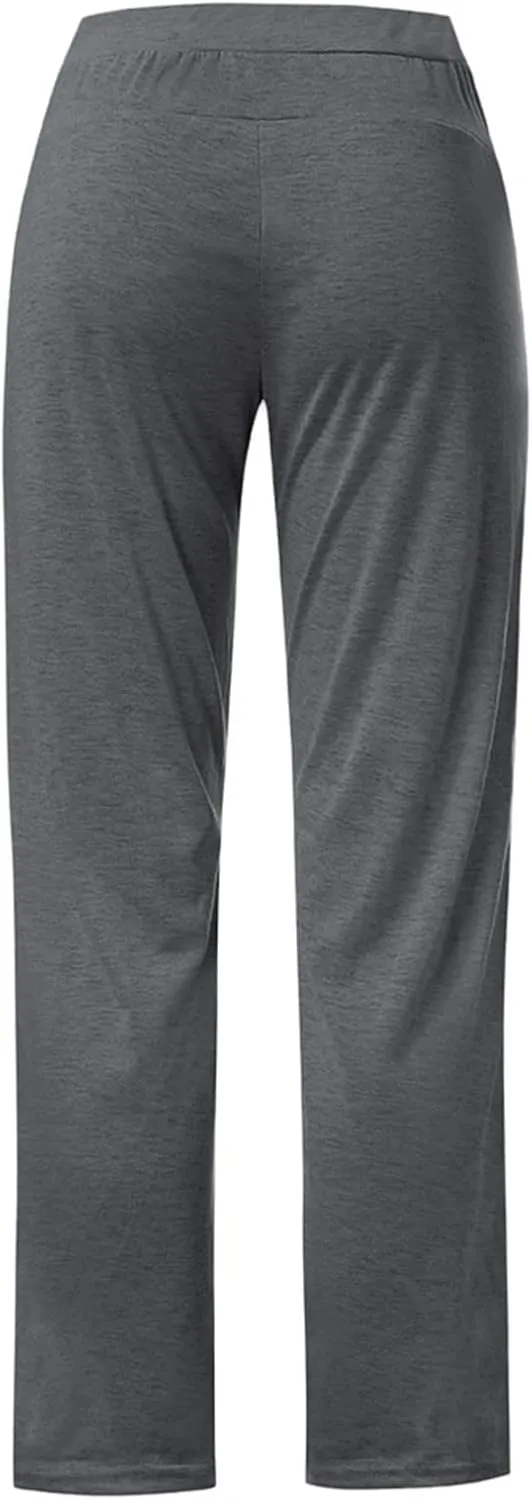 Womens Linen Summer Fashion Palazzo Lounge Pants Elastic Waist Straight Loose Fit Trouser Trendy
