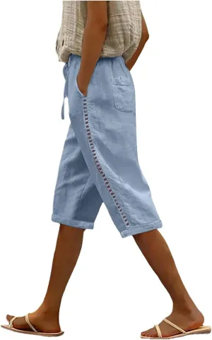 Women's Linen Summer Striped Pants Low Waist Bootcut Slim-Fit Palazzo Lounge Pants Work Business