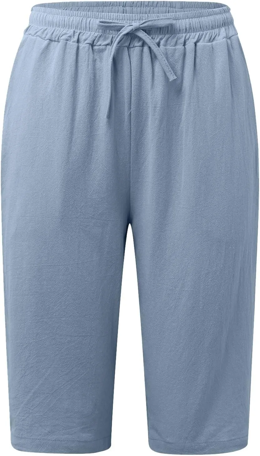 Women's Linen Summer Striped Pants Low Waist Bootcut Slim-Fit Palazzo Lounge Pants Work Business