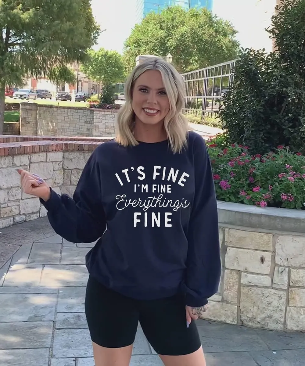 Womens Oversized Sweatshirt Its Fine Im Fine Everything is Fine Sweatshirt Casual Crewneck Long Sleeve Pullover Tops