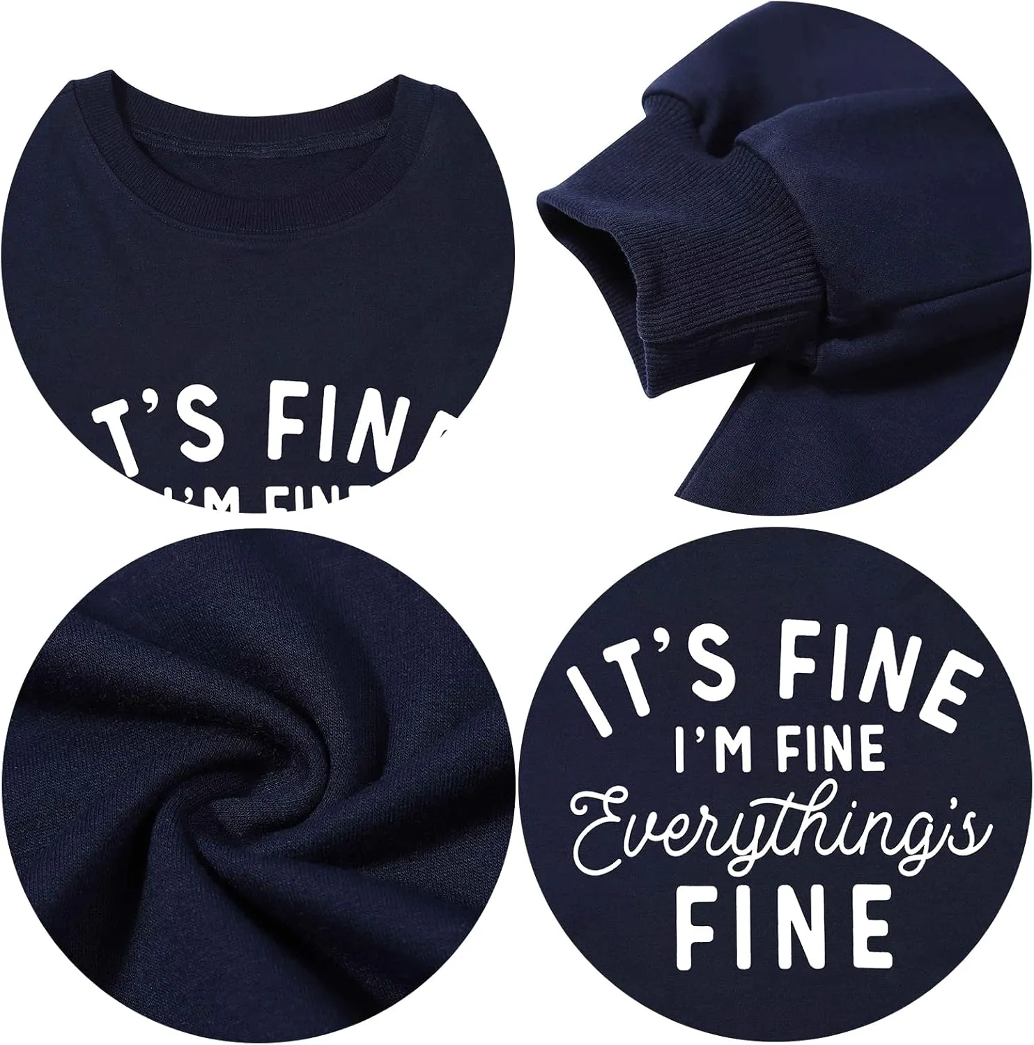 Womens Oversized Sweatshirt Its Fine Im Fine Everything is Fine Sweatshirt Casual Crewneck Long Sleeve Pullover Tops
