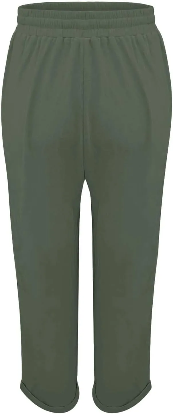 Womens Pajama Pants Cotton Palazzo Pants Wide Leg Long Pant Trousers with Pocket Lightweight Elastic Waist Pant