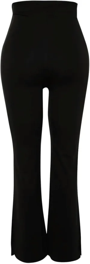 Women's Plain Flare High Waist Plus Size Trousers