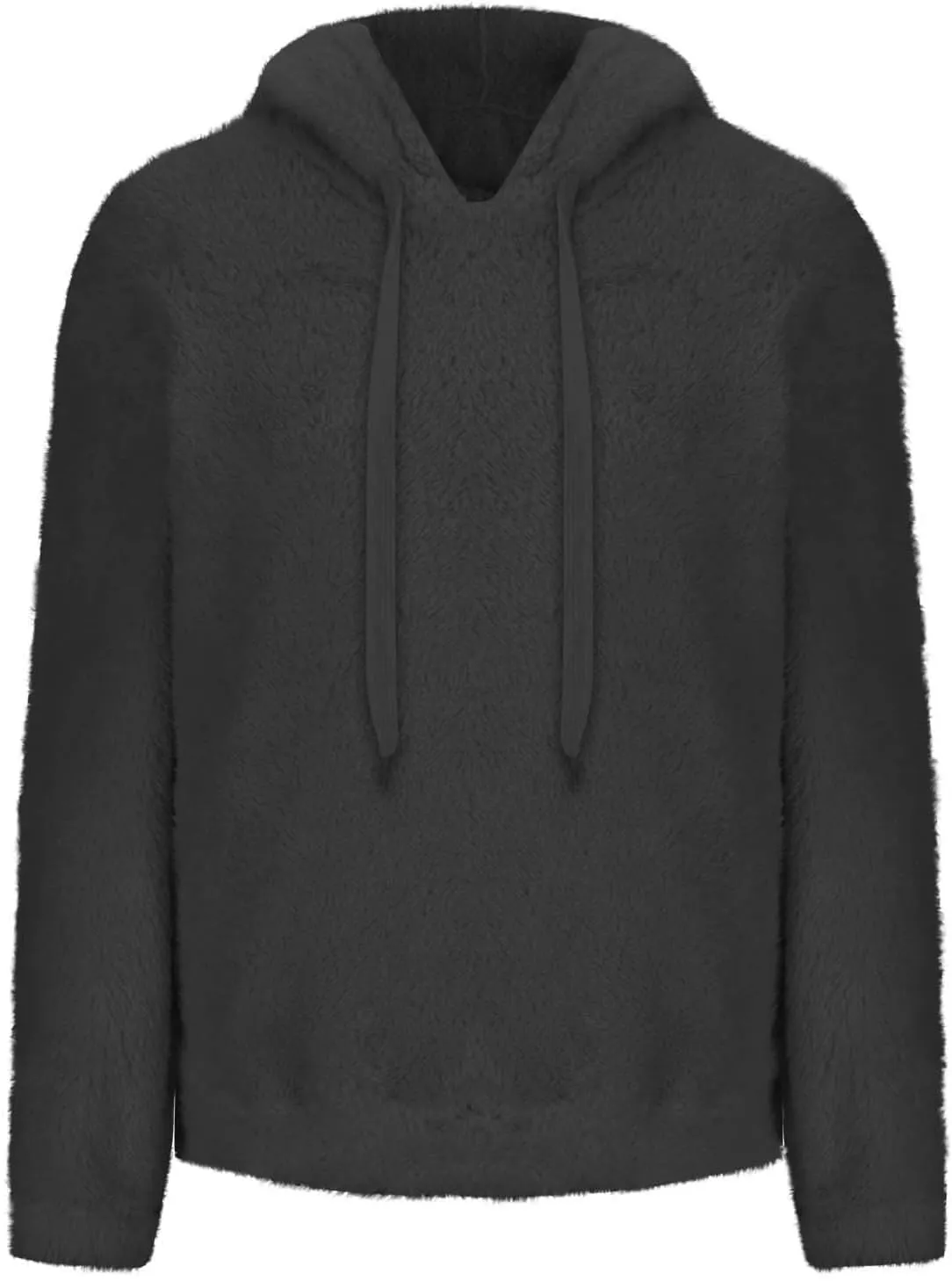 Women's Plush Sweatshirt Fashion Mid-Length Round-Neck Long Sleeves Winter Warm Fleece Pullover Tops with Pockets