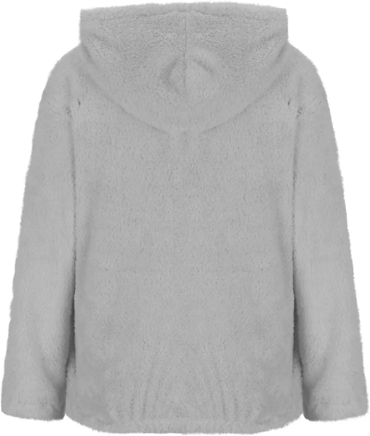 Women's Plush Sweatshirt Fashion Mid-Length Round-Neck Long Sleeves Winter Warm Fleece Pullover Tops with Pockets