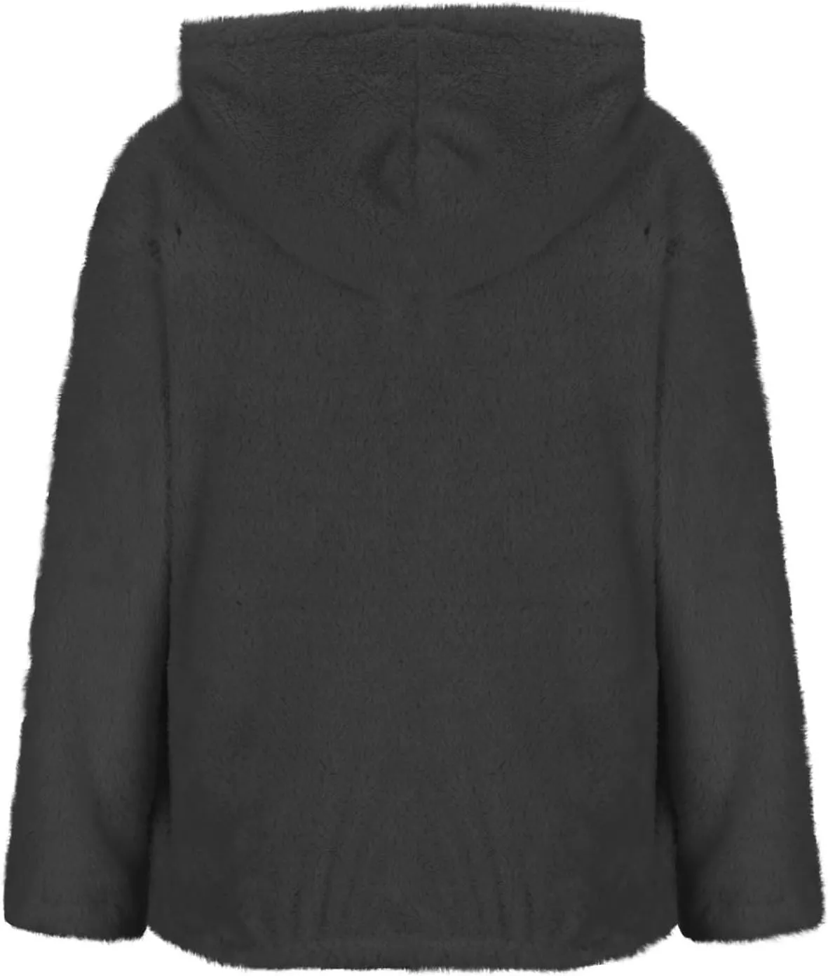 Women's Plush Sweatshirt Fashion Mid-Length Round-Neck Long Sleeves Winter Warm Fleece Pullover Tops with Pockets