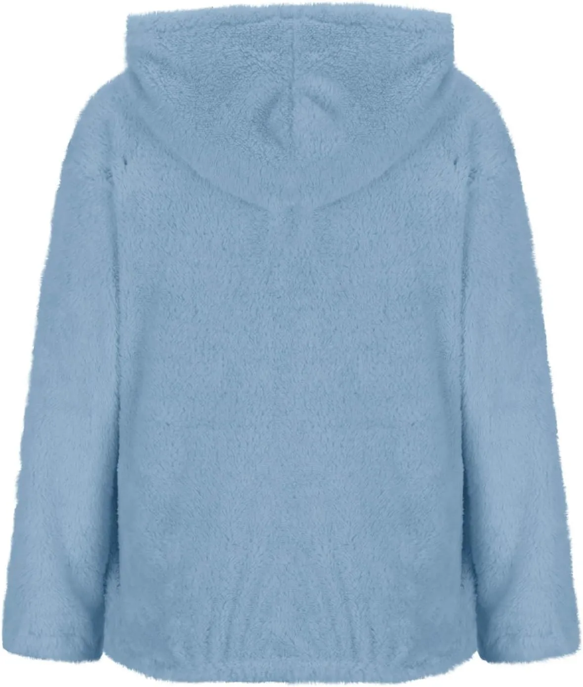 Women's Plush Sweatshirt Fashion Mid-Length Round-Neck Long Sleeves Winter Warm Fleece Pullover Tops with Pockets
