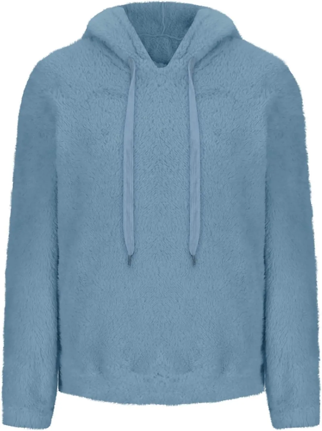 Women's Plush Sweatshirt Fashion Mid-Length Round-Neck Long Sleeves Winter Warm Fleece Pullover Tops with Pockets