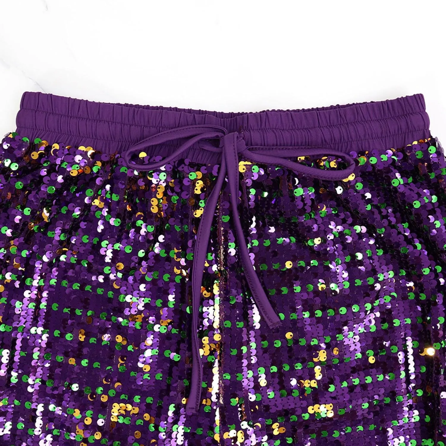 Women's Sequin Flared Trousers High Waisted Sparkly Wide Leg Trousers Party Clubwear Shiny Bell Bottom Pants 2025