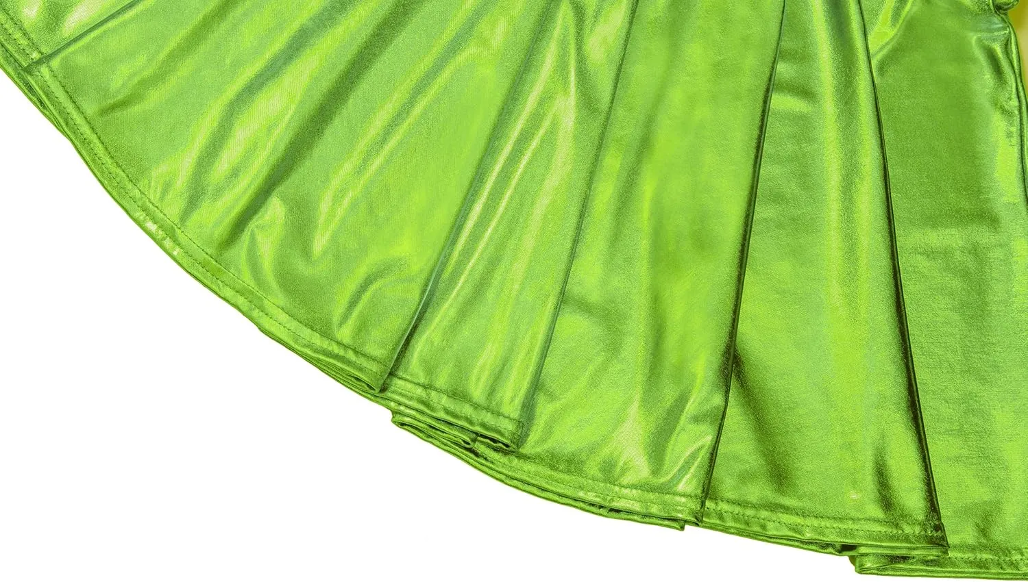 Women's Shiny Metallic Wet Look Stretchy Flared Mini Skater Skirt