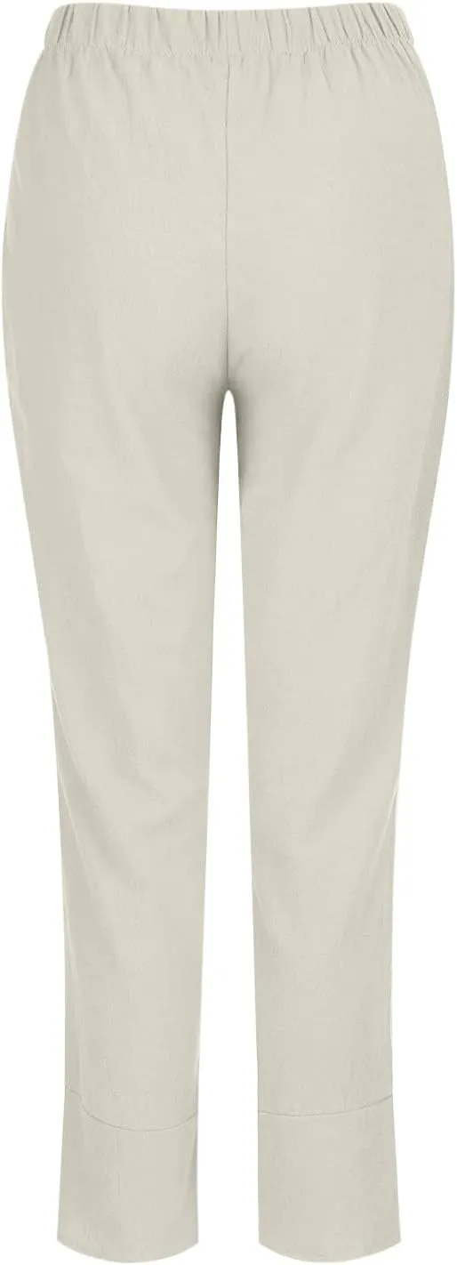 Womens Summer Casual Pants High Waist Solid Trousers Fashion Bottom Cross Stretchy Pant Beach Wedding Guest Clothes