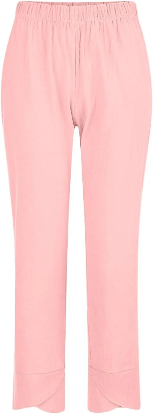 Womens Summer Casual Pants High Waist Solid Trousers Fashion Bottom Cross Stretchy Pant Beach Wedding Guest Clothes