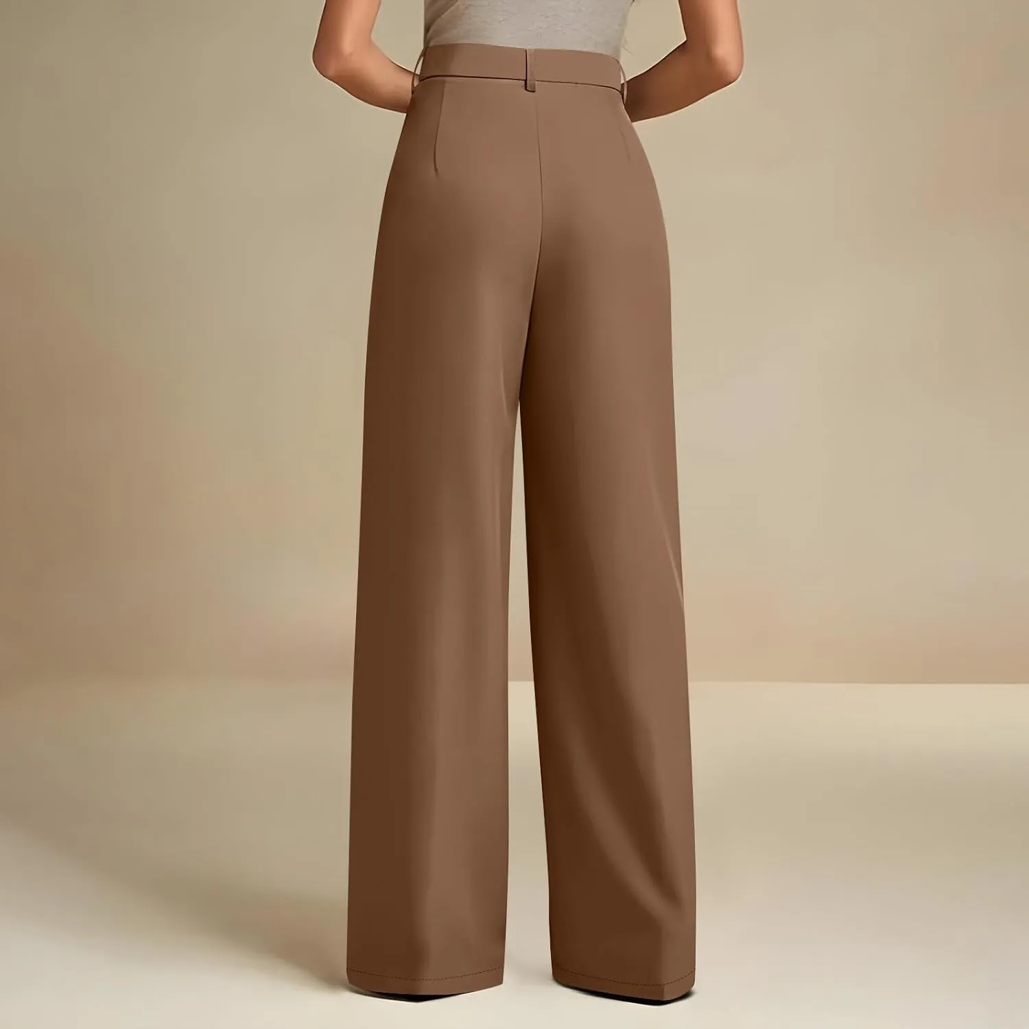 Women's Wide Leg Dress Pants Dressy Casual High Elastic Waisted Business Work Office Trousers Wide Leg Palazzo Pants