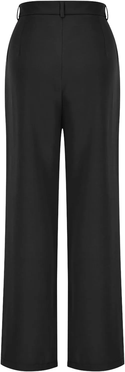 Women's Wide Leg Dress Pants Dressy Casual High Elastic Waisted Business Work Office Trousers Wide Leg Palazzo Pants