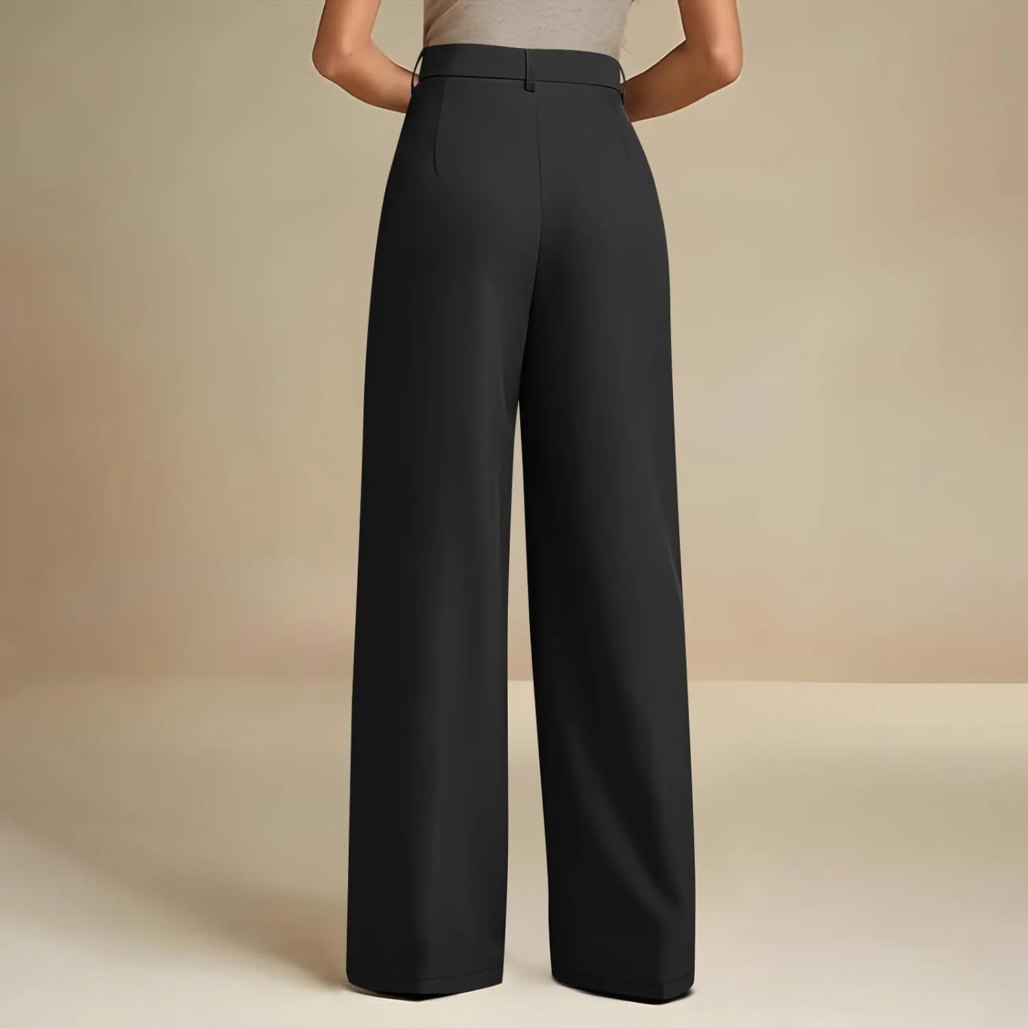 Women's Wide Leg Dress Pants Dressy Casual High Elastic Waisted Business Work Office Trousers Wide Leg Palazzo Pants