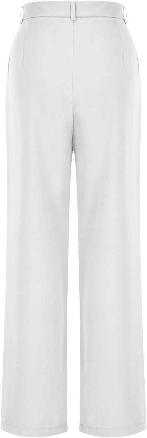 Women's Wide Leg Dress Pants Dressy Casual High Elastic Waisted Business Work Office Trousers Wide Leg Palazzo Pants