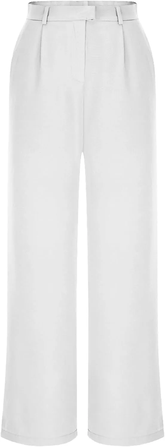 Women's Wide Leg Dress Pants Dressy Casual High Elastic Waisted Business Work Office Trousers Wide Leg Palazzo Pants