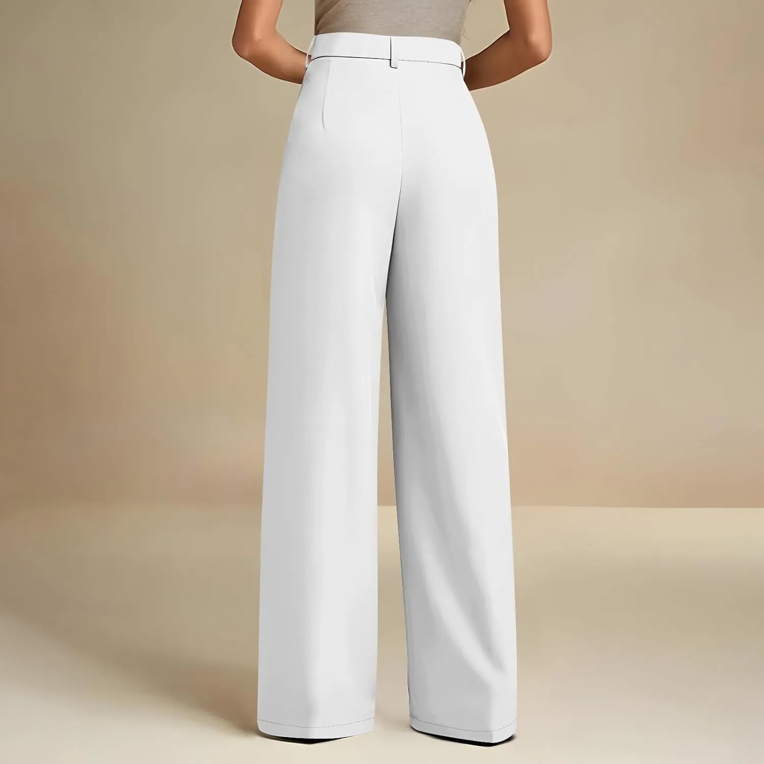 Women's Wide Leg Dress Pants Dressy Casual High Elastic Waisted Business Work Office Trousers Wide Leg Palazzo Pants