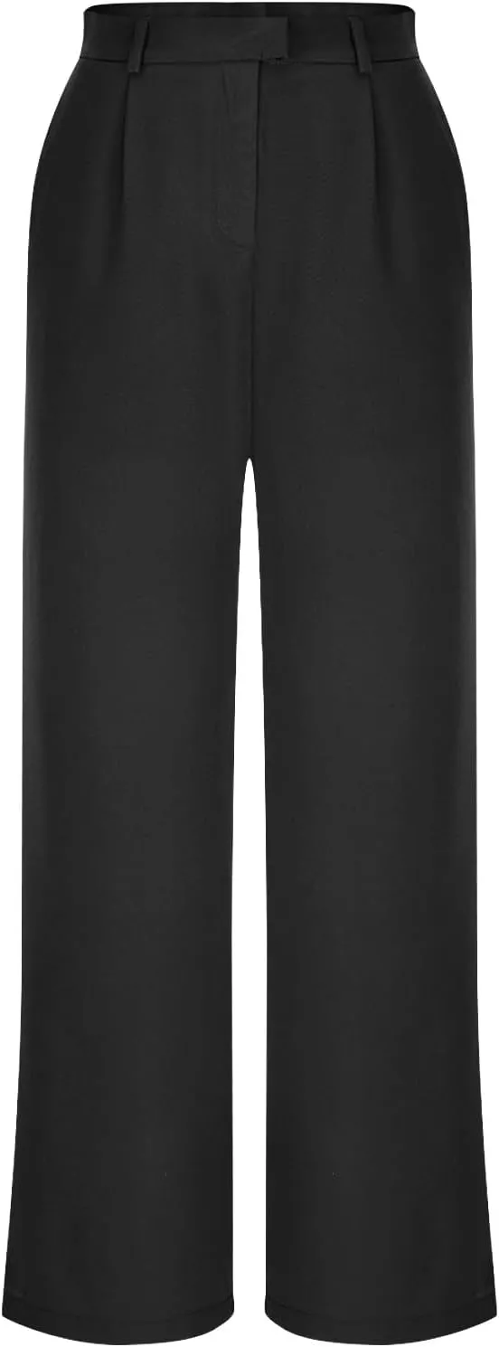 Women's Wide Leg Dress Pants Dressy Casual High Elastic Waisted Business Work Office Trousers Wide Leg Palazzo Pants
