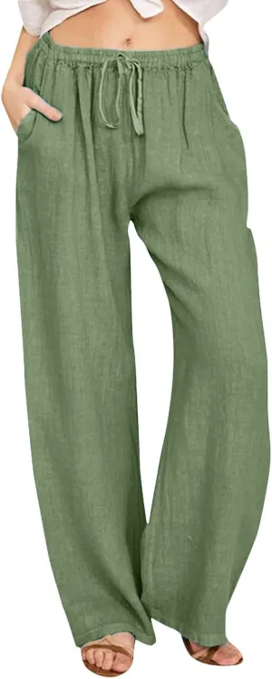 Womens Wide Leg Harem Pants Winter Tight Travel Jeans with Pockets Flare Leggings Elastic Waist
