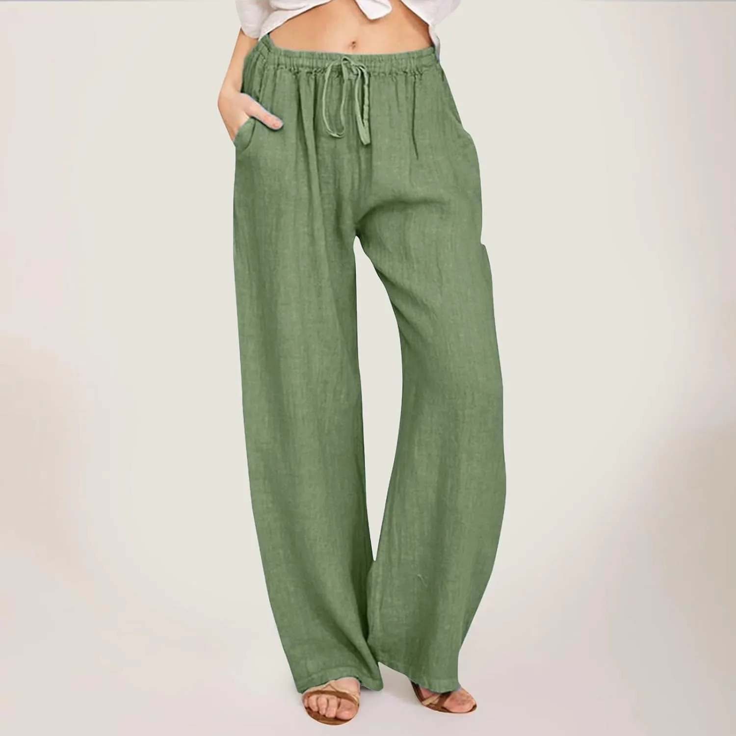 Womens Wide Leg Harem Pants Winter Tight Travel Jeans with Pockets Flare Leggings Elastic Waist