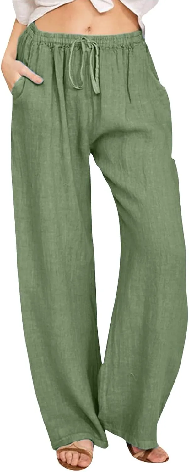 Womens Wide Leg Harem Pants Winter Tight Travel Jeans with Pockets Flare Leggings Elastic Waist