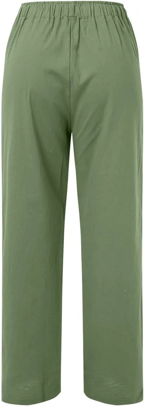 Womens Wide Leg Harem Pants Winter Tight Travel Jeans with Pockets Flare Leggings Elastic Waist