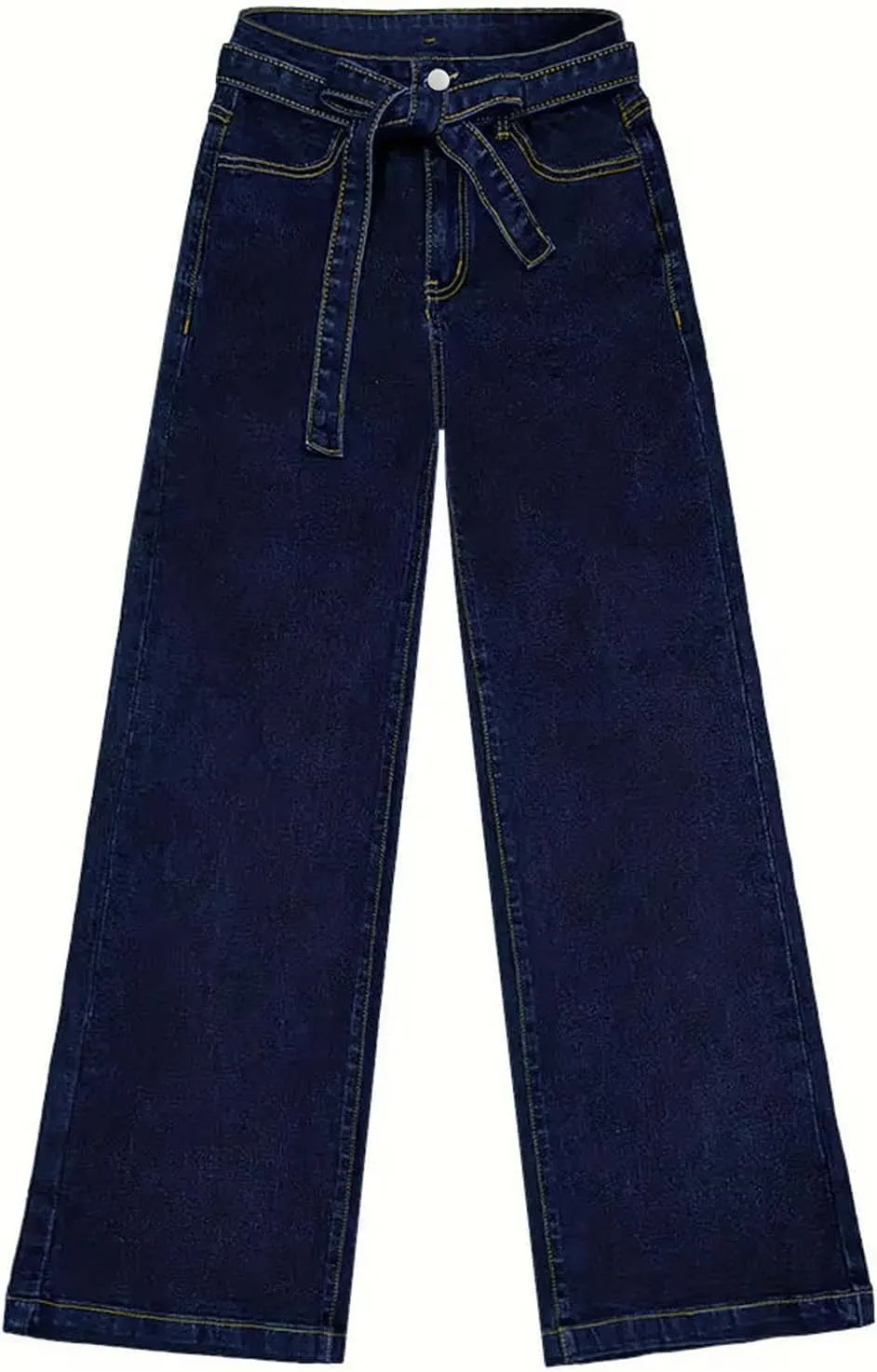 Women's Wide Leg Jeans Casual High Waisted Stretchy Baggy Loose Fit Long Trousers Pull On Denim Pants with Pockets