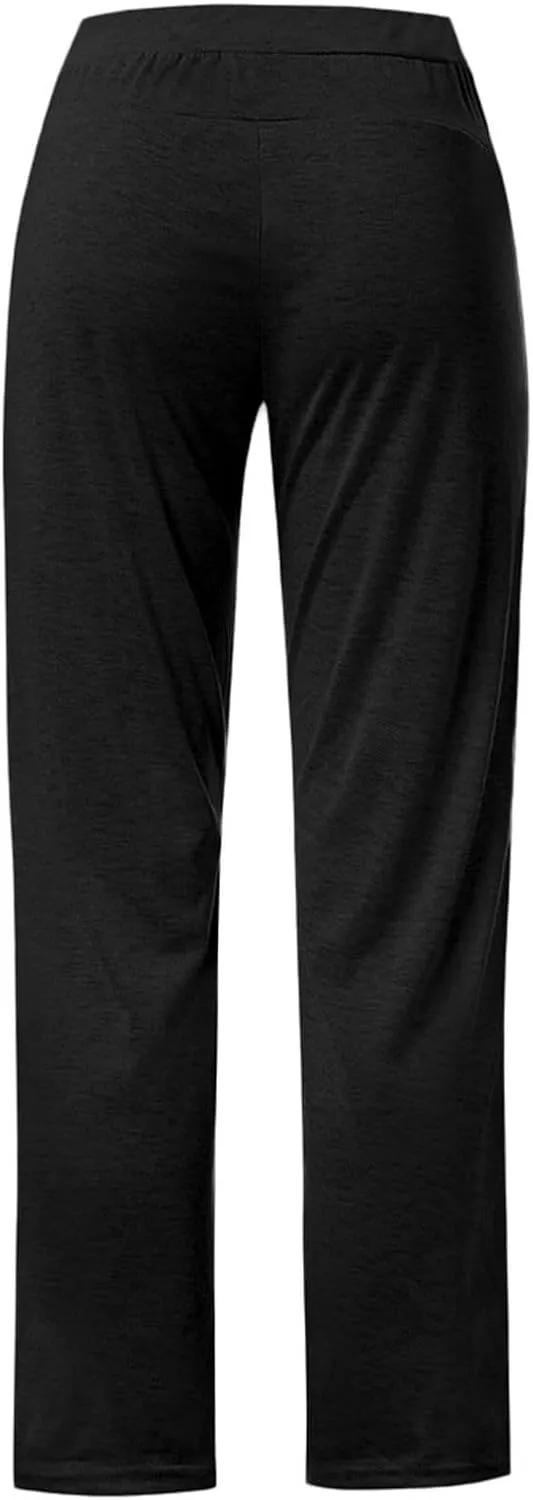 Womens Wide Leg Pants Yoga Leggings Drawstring Elastic High Waist Gym Sports Tights Pant Workout Casual Loose Trousers