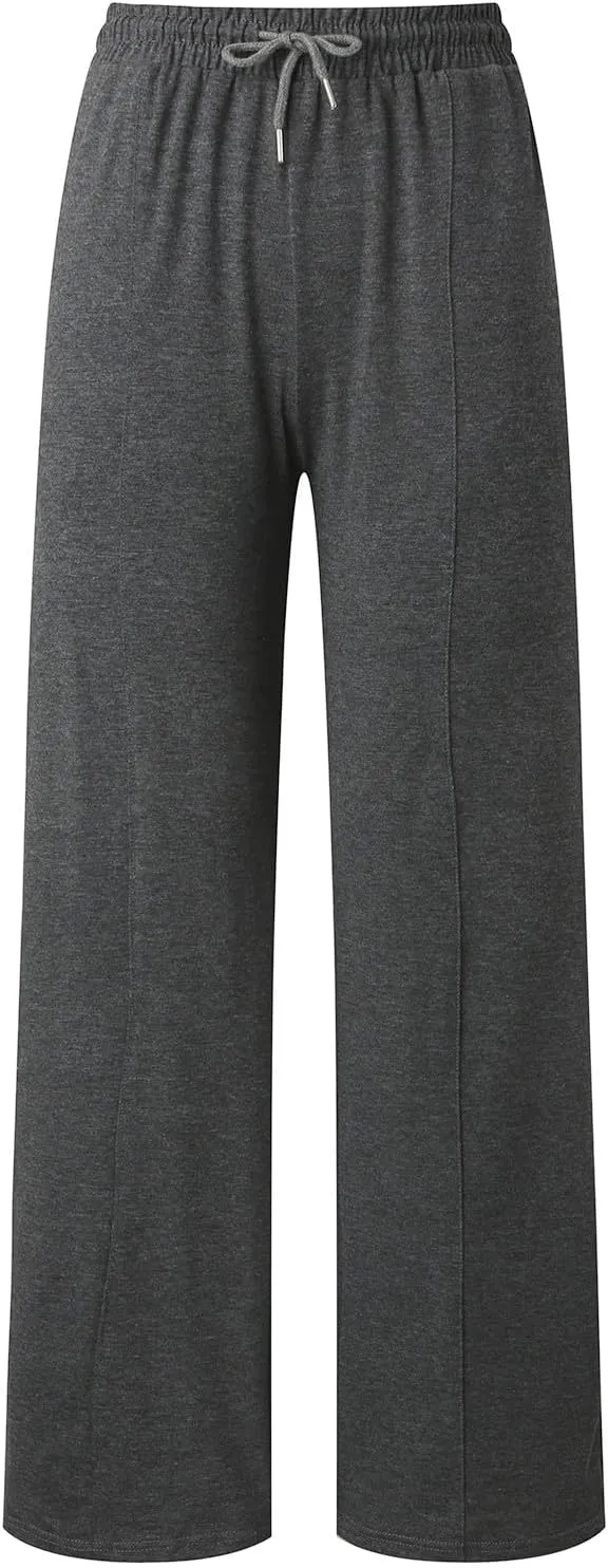 Womens Wide Leg Sweatpants Baggy High Waist Elastic Drawstring Straight Lounge Pants Comfy Athletic Joggers Trousers