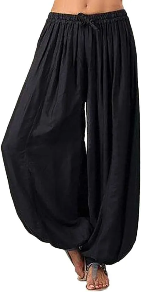 Womens Wide Leg Sweatpants Winter Opaque Beach Thermal with Pockets Barrel Pants Wide Leg