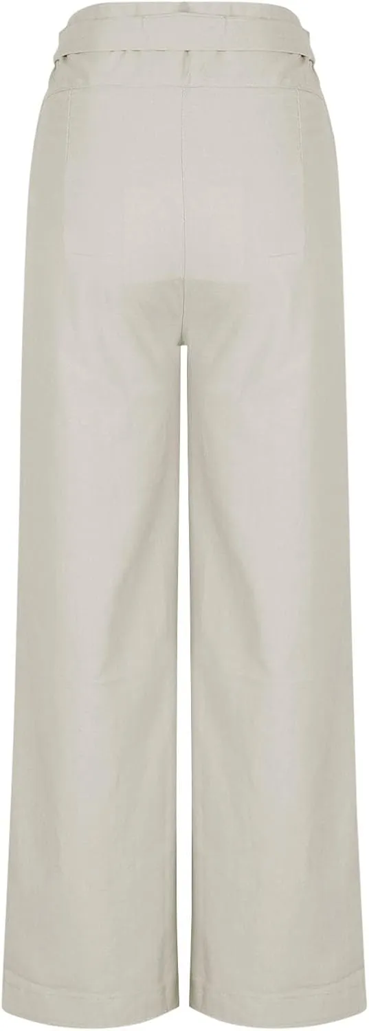 Women's Wide Leg Tie Front Pants 2024 Summer High Waist Business Casual Pants Solid Color Trousers Work Outfits