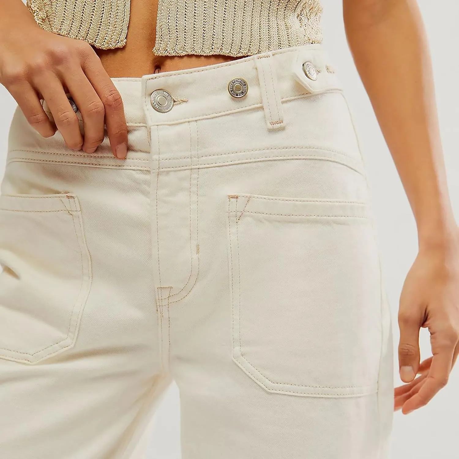 Women's Wide Straight Leg Palazzo Jeans High Waisted Stretchy Washed Baggy Denim Pants Trendy Boyfriend Jean Pants
