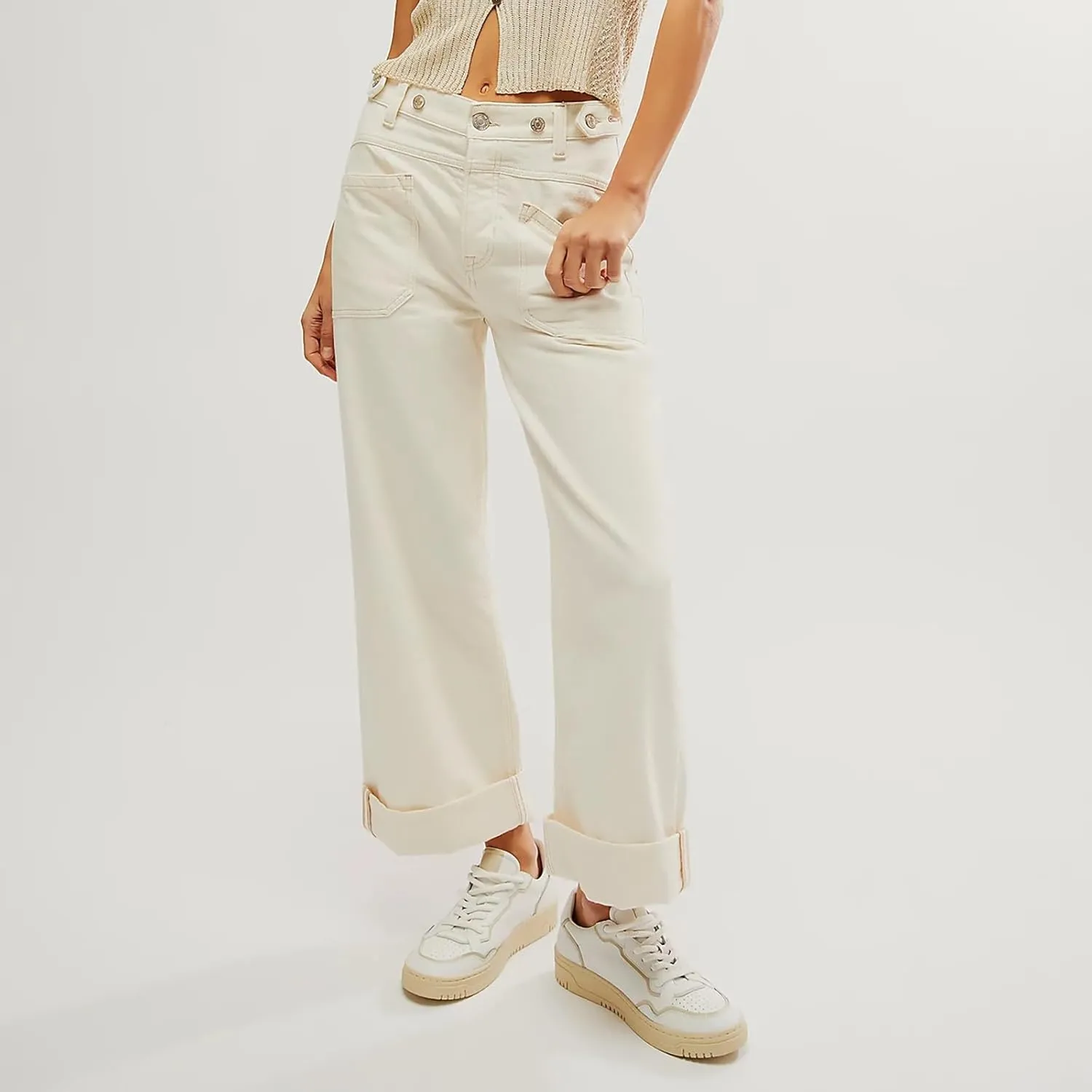 Women's Wide Straight Leg Palazzo Jeans High Waisted Stretchy Washed Baggy Denim Pants Trendy Boyfriend Jean Pants