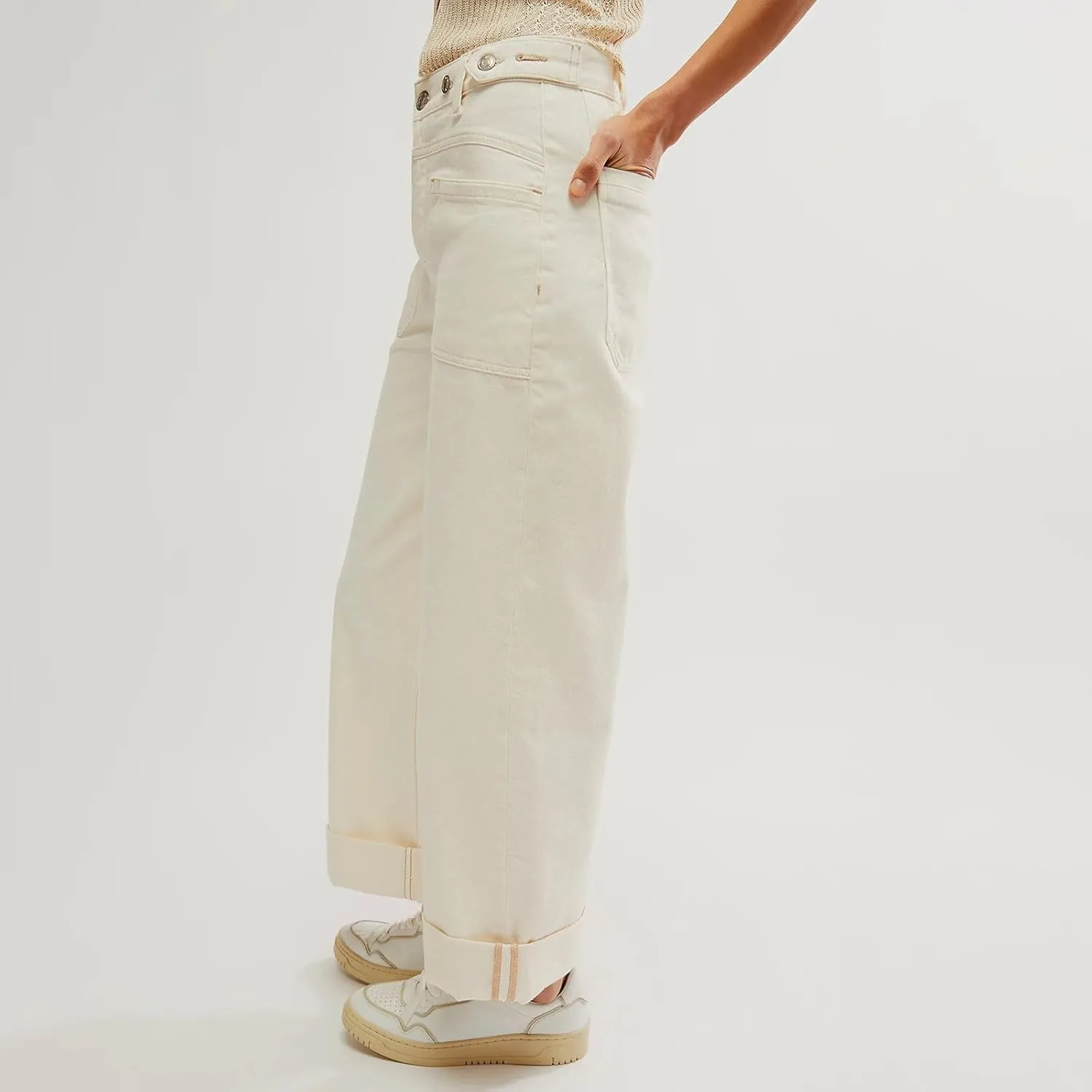 Women's Wide Straight Leg Palazzo Jeans High Waisted Stretchy Washed Baggy Denim Pants Trendy Boyfriend Jean Pants