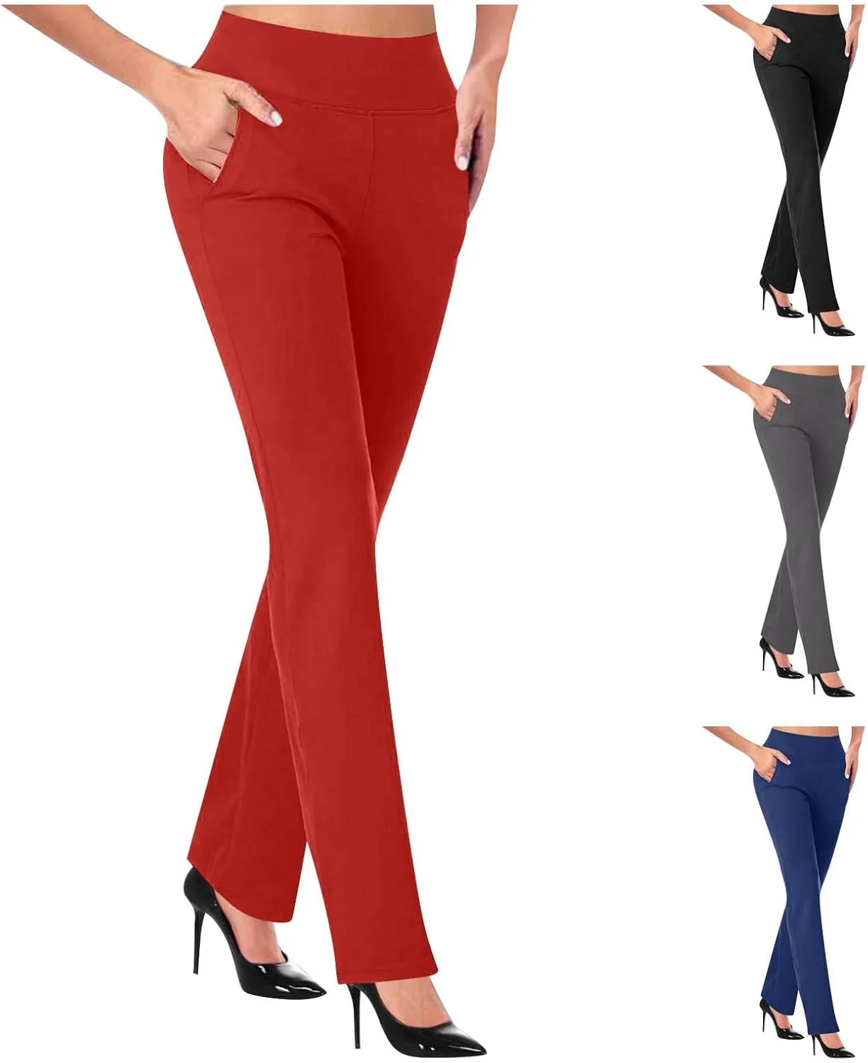 Work Pants Women High Waist Dress Pant 2024 Business Casual Outfits 4 Way Stretch Bootleg Yoga Pants Office Slacks