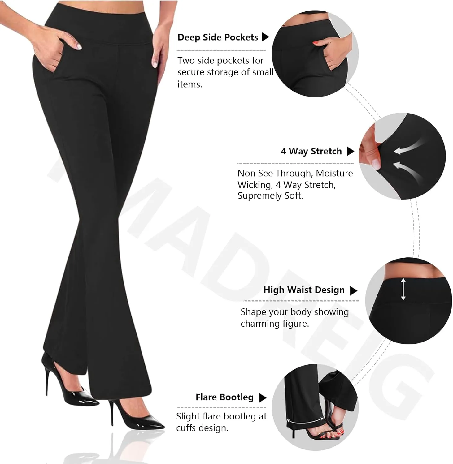 Work Pants Women High Waist Dress Pant 2025 Business Casual Outfits 4 Way Stretch Bootleg Yoga Pants Workout Slacks